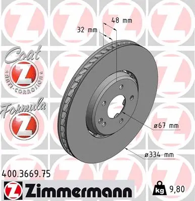 Stabdžių diskas ZIMMERMANN 400.3669.75