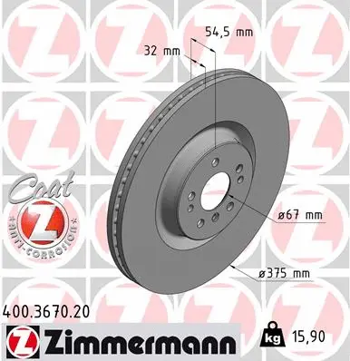 Stabdžių diskas ZIMMERMANN 400.3670.20