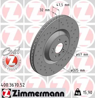 Stabdžių diskas ZIMMERMANN 400.3670.52