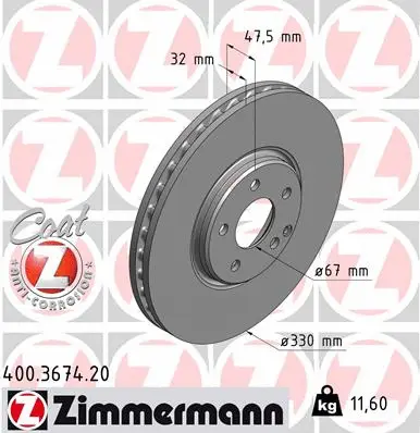 Stabdžių diskas ZIMMERMANN 400.3674.20