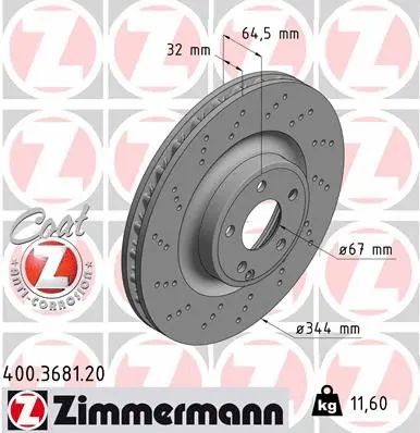 Stabdžių diskas ZIMMERMANN 400.3681.20