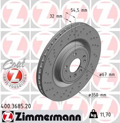 Stabdžių diskas ZIMMERMANN 400.3685.20