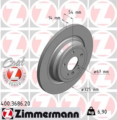 Stabdžių diskas ZIMMERMANN 400.3686.20