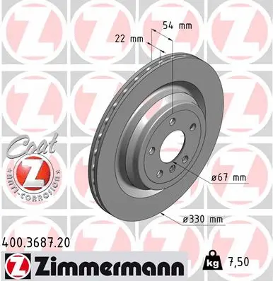 Stabdžių diskas ZIMMERMANN 400.3687.20