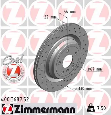 Stabdžių diskas ZIMMERMANN 400.3687.52