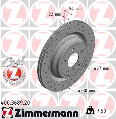 Stabdžių diskas ZIMMERMANN 400.3689.20
