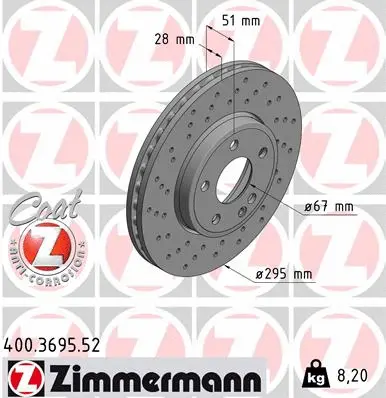 Stabdžių diskas ZIMMERMANN 400.3695.52