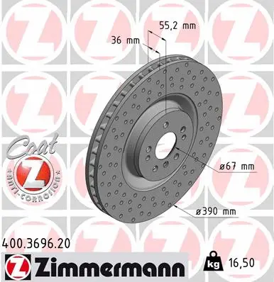 Stabdžių diskas ZIMMERMANN 400.3696.20