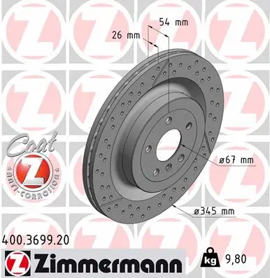 Stabdžių diskas ZIMMERMANN 400.3699.20
