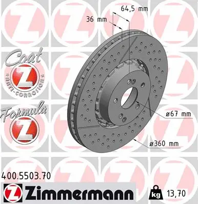 Stabdžių diskas ZIMMERMANN 400.5503.70