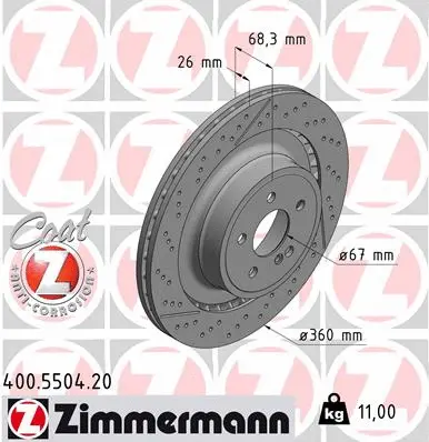Stabdžių diskas ZIMMERMANN 400.5504.20