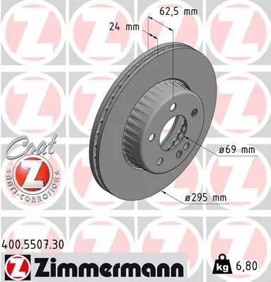 Stabdžių diskas ZIMMERMANN 400.5507.30