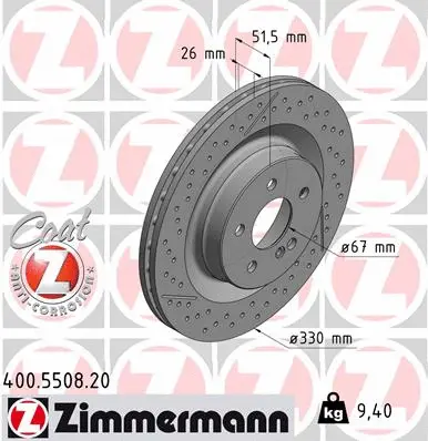 Stabdžių diskas ZIMMERMANN 400.5508.20