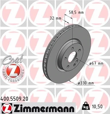 Stabdžių diskas ZIMMERMANN 400.5509.20