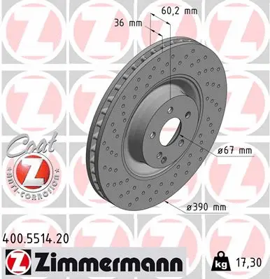 Stabdžių diskas ZIMMERMANN 400.5514.20