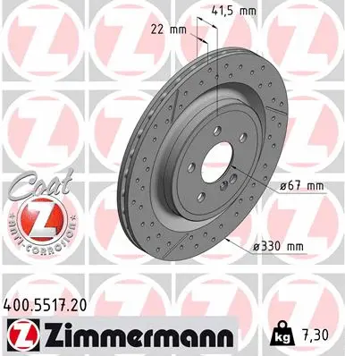 Stabdžių diskas ZIMMERMANN 400.5517.20