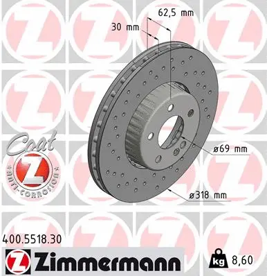 Stabdžių diskas ZIMMERMANN 400.5518.30