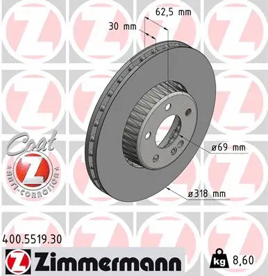 Stabdžių diskas ZIMMERMANN 400.5519.30