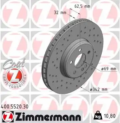 Stabdžių diskas ZIMMERMANN 400.5520.30