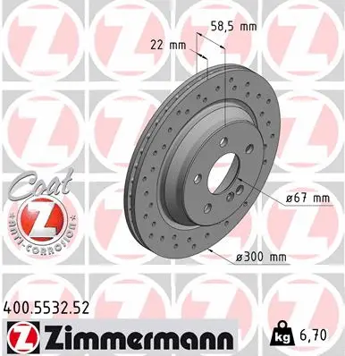 Stabdžių diskas ZIMMERMANN 400.5532.52