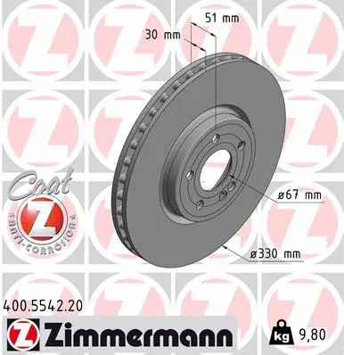 Stabdžių diskas ZIMMERMANN 400.5542.20