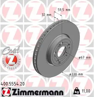 Stabdžių diskas ZIMMERMANN 400.5554.20