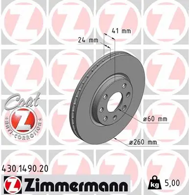 Stabdžių diskas ZIMMERMANN 430.1490.20