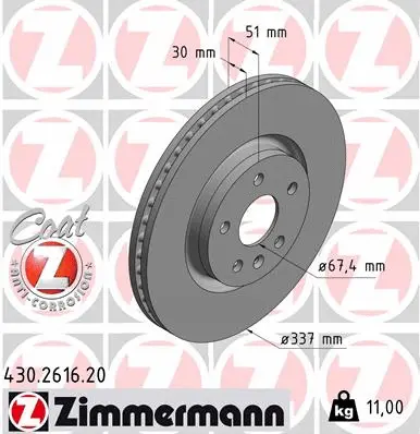 Stabdžių diskas ZIMMERMANN 430.2616.20