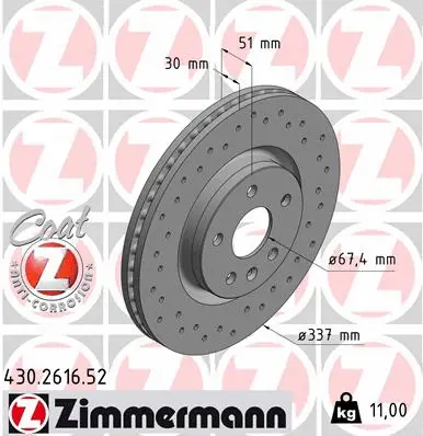 Stabdžių diskas ZIMMERMANN 430.2616.52