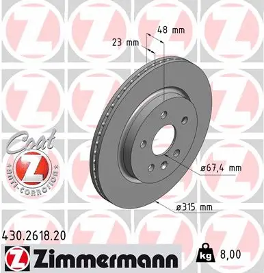 Stabdžių diskas ZIMMERMANN 430.2618.20