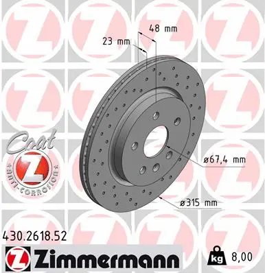 Stabdžių diskas ZIMMERMANN 430.2618.52