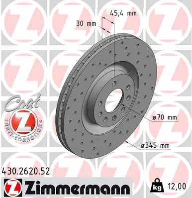 Stabdžių diskas ZIMMERMANN 430.2620.52