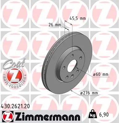 Stabdžių diskas ZIMMERMANN 430.2621.20