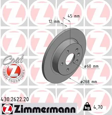 Stabdžių diskas ZIMMERMANN 430.2622.20
