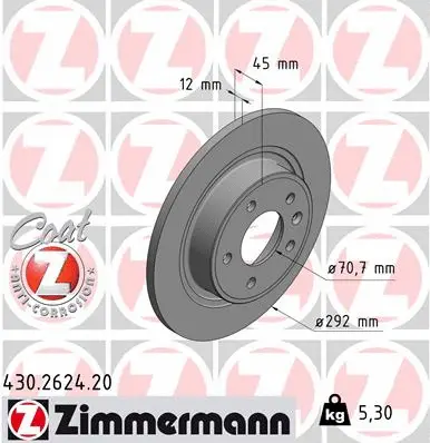 Stabdžių diskas ZIMMERMANN 430.2624.20