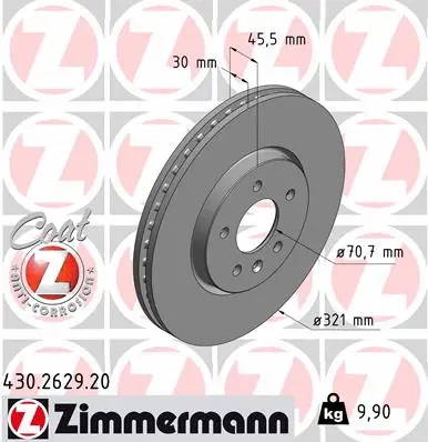 Stabdžių diskas ZIMMERMANN 430.2629.20