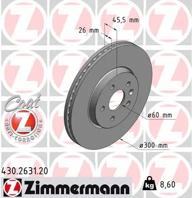 Stabdžių diskas ZIMMERMANN 430.2631.20