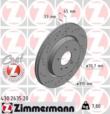 Stabdžių diskas ZIMMERMANN 430.2635.20