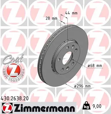 Stabdžių diskas ZIMMERMANN 430.2638.20