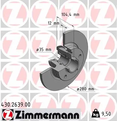 Stabdžių diskas ZIMMERMANN 430.2639.00