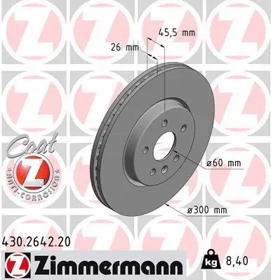 Stabdžių diskas ZIMMERMANN 430.2642.20