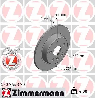 Stabdžių diskas ZIMMERMANN 430.2643.20