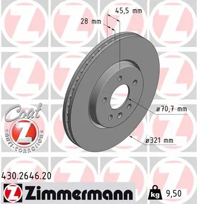 Stabdžių diskas ZIMMERMANN 430.2646.20