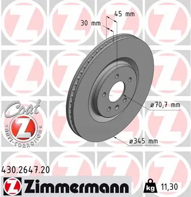 Stabdžių diskas ZIMMERMANN 430.2647.20