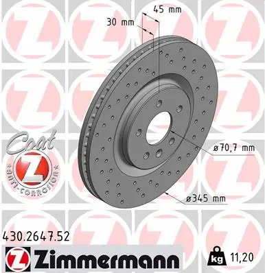 Stabdžių diskas ZIMMERMANN 430.2647.52