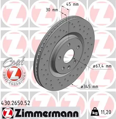 Stabdžių diskas ZIMMERMANN 430.2650.52