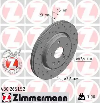 Stabdžių diskas ZIMMERMANN 430.2651.52