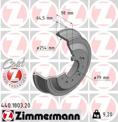 Stabdžių būgnas ZIMMERMANN 440.1803.20