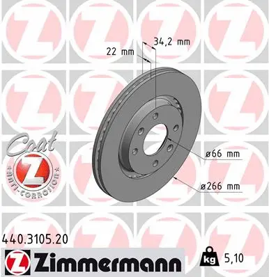 Stabdžių diskas ZIMMERMANN 440.3105.20