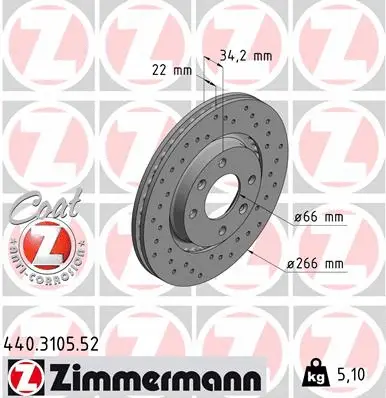 Stabdžių diskas ZIMMERMANN 440.3105.52